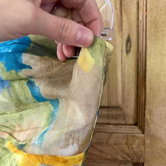 Badgley Mischka 2‎ Silk Watercolor Strapless Dress Flowy Knee Length Cocktail - Picture 10 of 13